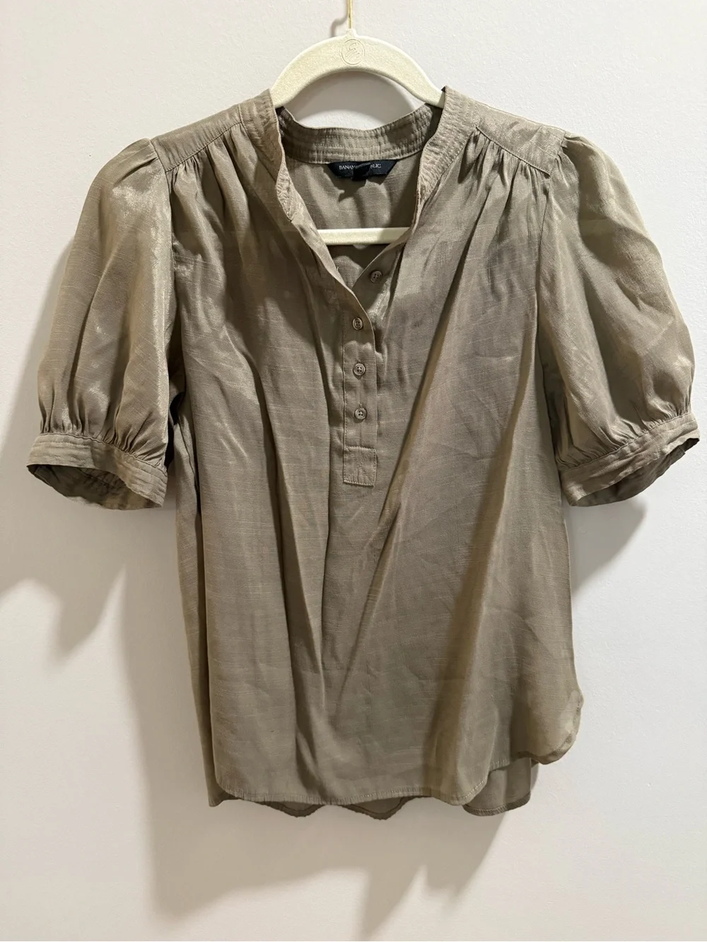 Banana Republic Olive Taupe Short-Sleeve Button Henley